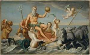 Poseidon Gott des Meeres, der Erdbeben und der Pferde (Neptun)